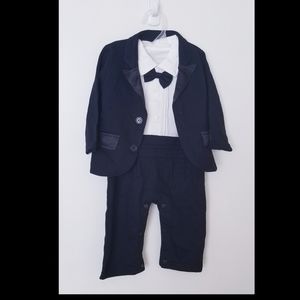Baby Boys Tuxedo Wedding Xmas Romper Jacket Formal Wear Suit Outfit